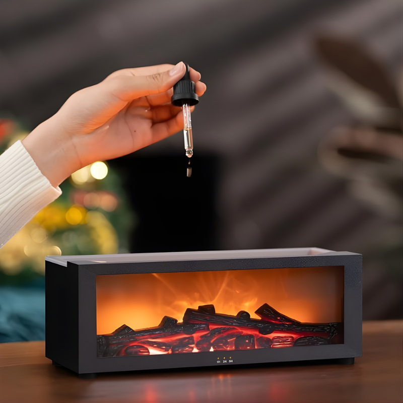 Fireplace Aroma Diffuser: Humidifier with Calm Flame Effect