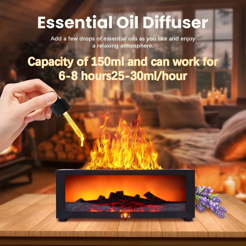Fireplace Aroma Diffuser: Humidifier with Calm Flame Effect